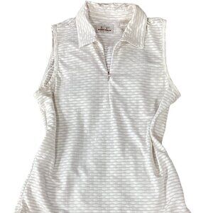EP Pro Tour Tech Women's 1/4 Zip Sleeveless Golf Top White Beige Sz M 261D